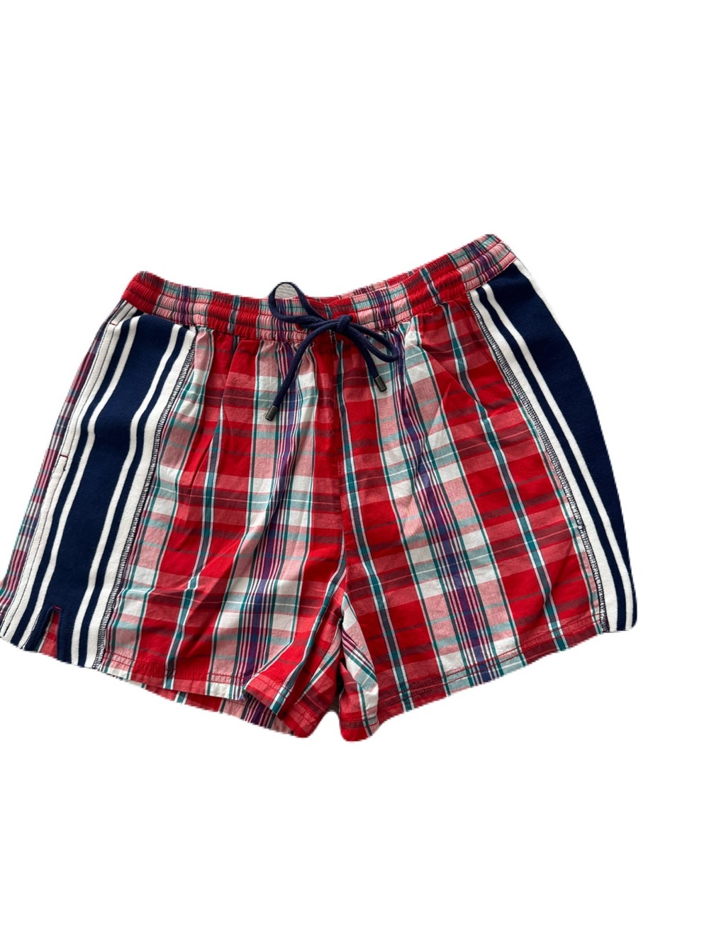 NWOT Women's Free People Right on Track Plaid Boxer Shorts Stripes Size Small